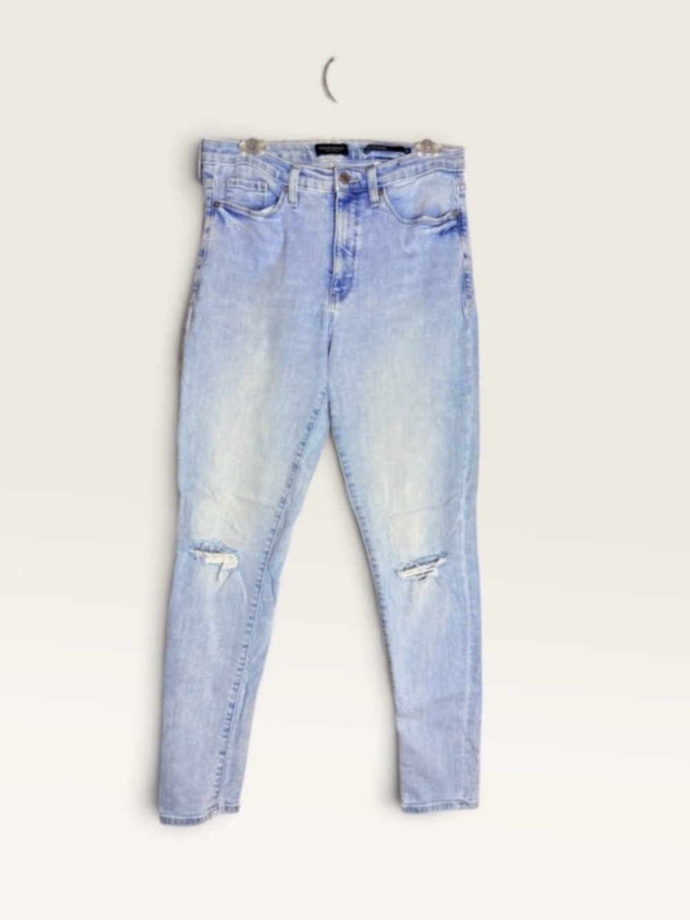 Banana Republic Premium Denim High-Rise Skinny Jeans Light Wash Distressed